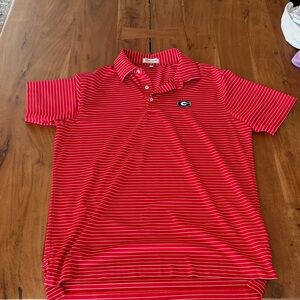 Peter Millar Red Striped Golf Polo